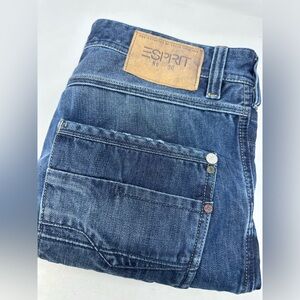 Vintage Esprit Jeans Men’s Sz 34x36 Blue Denim Straight Leg Distressed Jeans X2